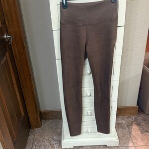 Brown faux suede textured High-Waisted Leggings White House Black Market sz 0